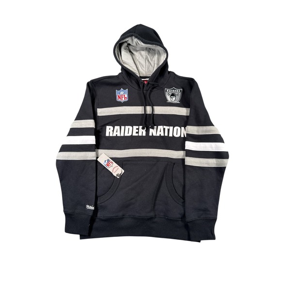Mitchell‎ & Ness Raiders NFL Head Coach Hoodie Mens Medium Black Vintage Logo